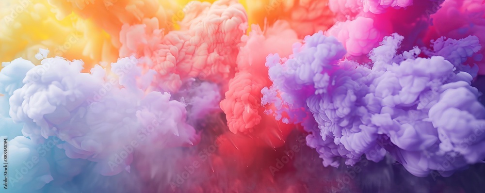 Colored smoke bombs erupt in a vibrant explosion, capturing the fleeting beauty of movement and color Colored smoke bombs erupt in a vibrant explosion, capturing the fleeting beauty of movement and color