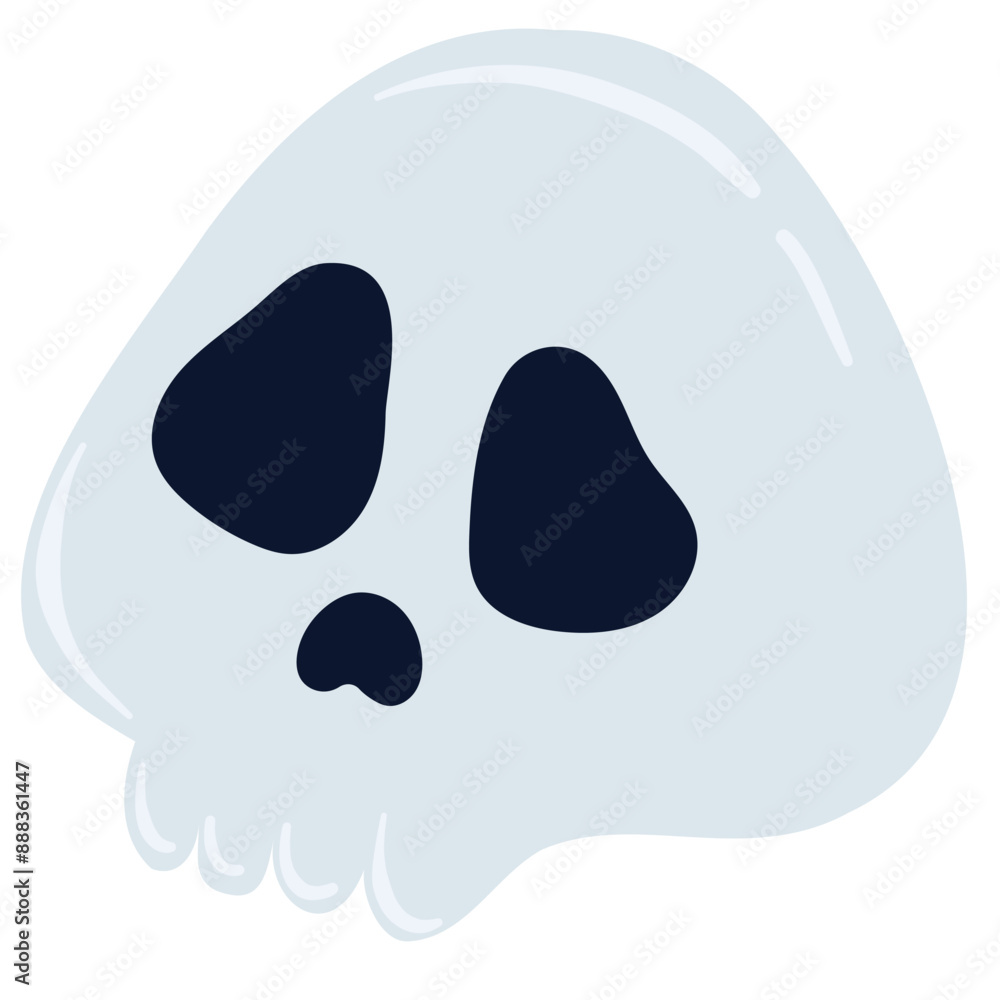 Human skull in flat cartoon style isolated on white background. Symbol of death or Jolly Roger. Cute funny decorative item or design element for Halloween,Day of the Dead. Cartoon vector illustration. Human skull in flat cartoon style isolated on white background. Symbol of death or Jolly Roger. Cute funny decorative item or design element for Halloween,Day of the Dead. Cartoon vector illustration.