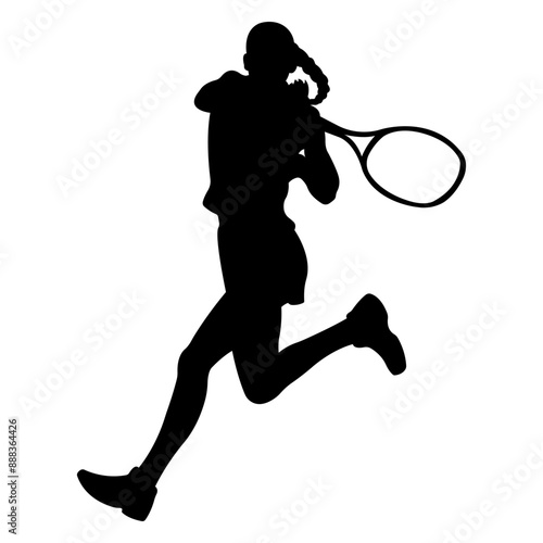 tennis player silhouette.Girl playing tennis.Vector illustration.
