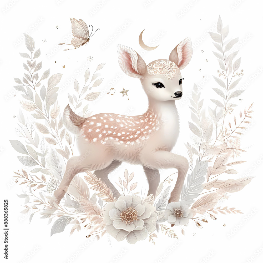 watercolor of baby deer image on white background watercolor of baby deer image on white background