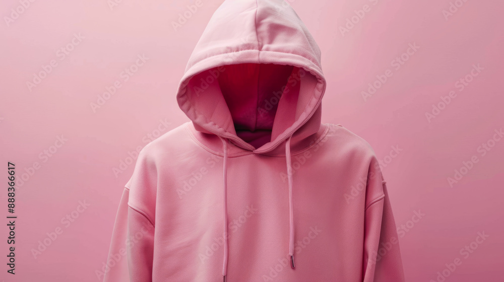 Pink hoodie with a blank front and back view, mockup, white background. Pink hoodie with a blank front and back view, mockup, white background.