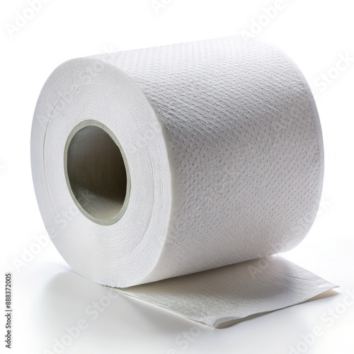 A Roll of White Toilet Paper on a White Background. Generative AI