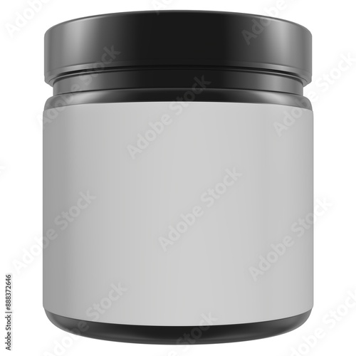 A jar is empty and has a black lid