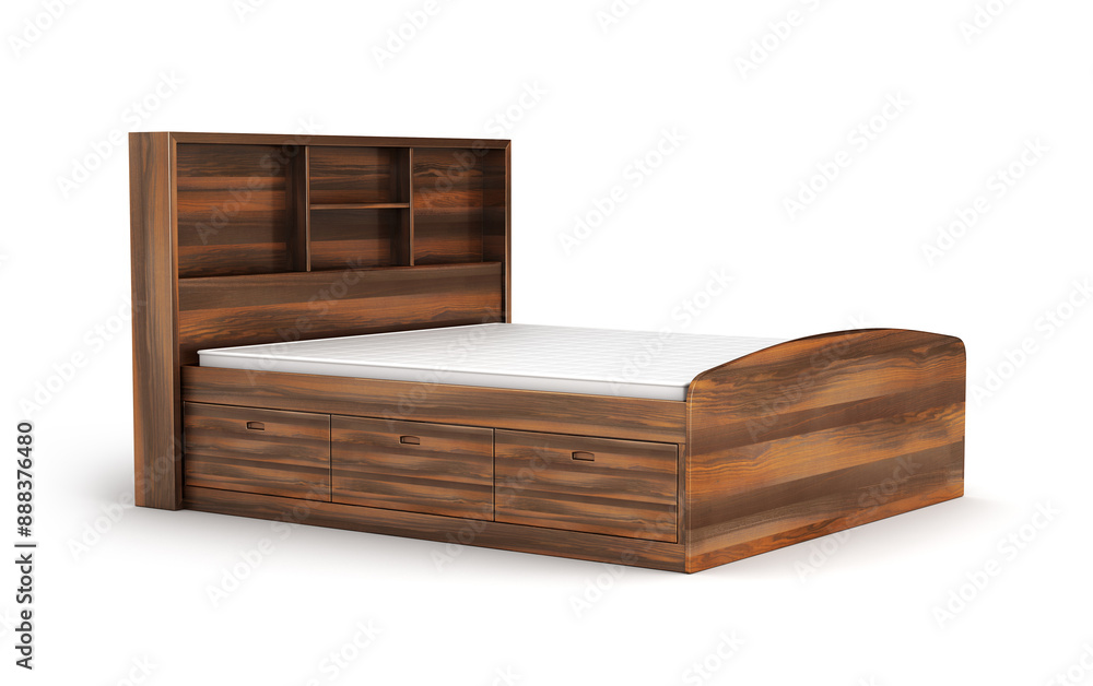 Wooden bed isolated on white Wooden bed isolated on white