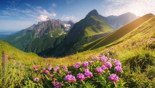 summer landscape with flowers in the mountains © Lauren