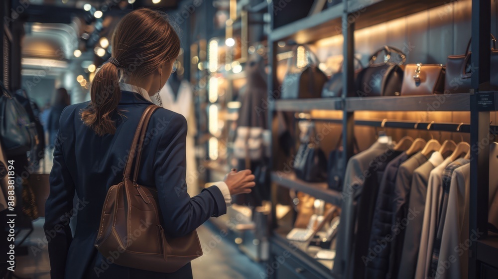 The woman in trendy store. The woman in trendy store.