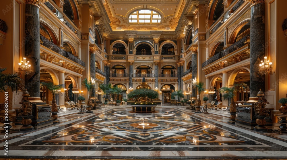 Naklejka premium Grand Interior of a Luxurious Hotel Lobby