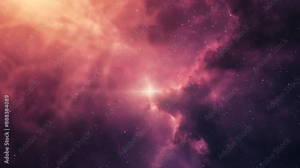 Fototapeta premium A bright orange and purple sky with a star in the middle