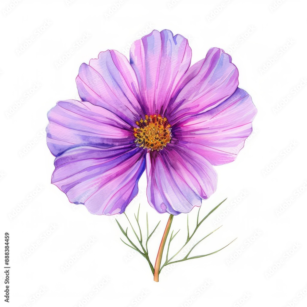 a chibi cosmos flower, watercolor illustration, vibrant and cute, isolated on white background a chibi cosmos flower, watercolor illustration, vibrant and cute, isolated on white background