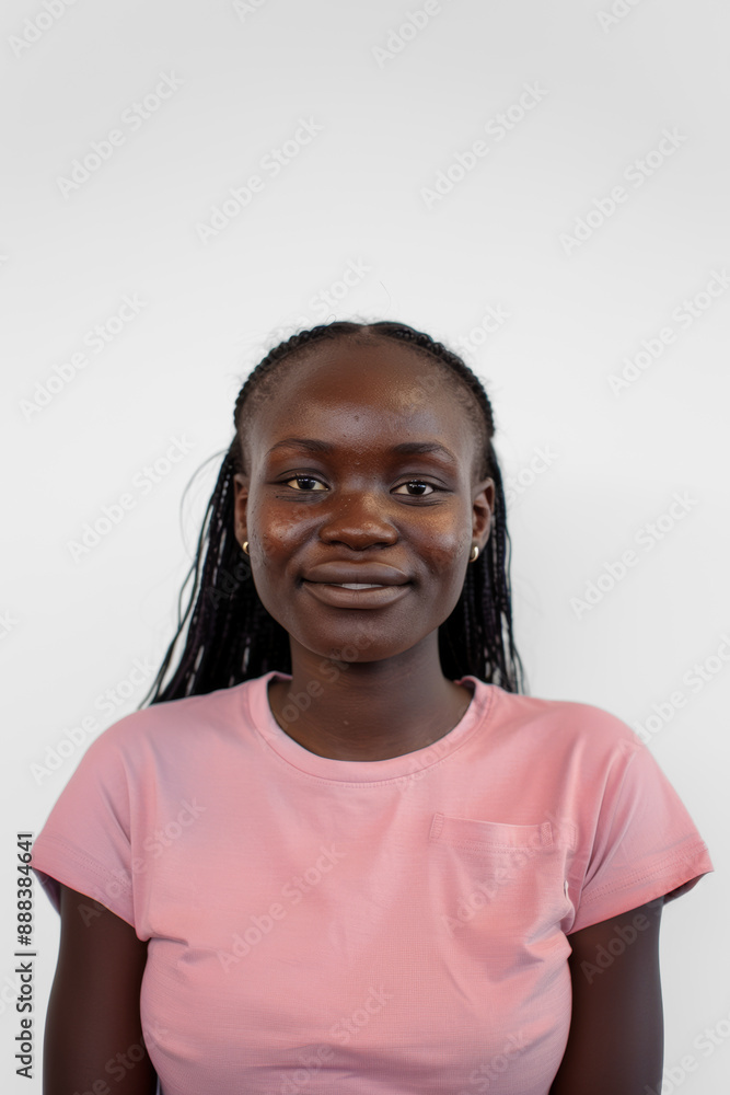 Woman in Pink Shirt Holding Breast Cancer Awareness Ribbon Woman in Pink Shirt Holding Breast Cancer Awareness Ribbon