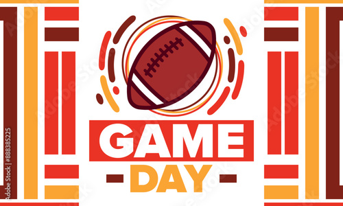 American Football Match Day. Playoff game day. Super Bowl Party in United States. Final game of regular season. Professional team championship. Ball for american football. Sport poster. Vector