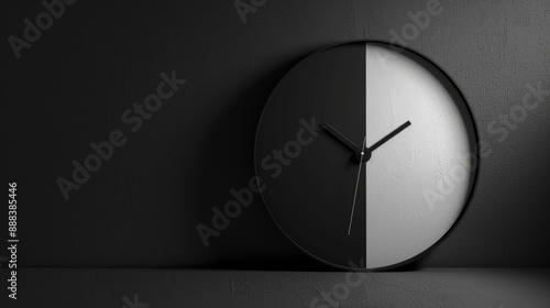 Wallpaper Mural A black and white clock with the hands at the numbers 3 and 9 Torontodigital.ca