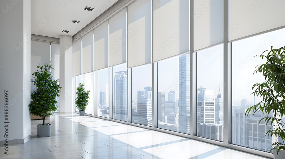 Automatic roller blinds on large windows Automatic roller blinds on large windows
