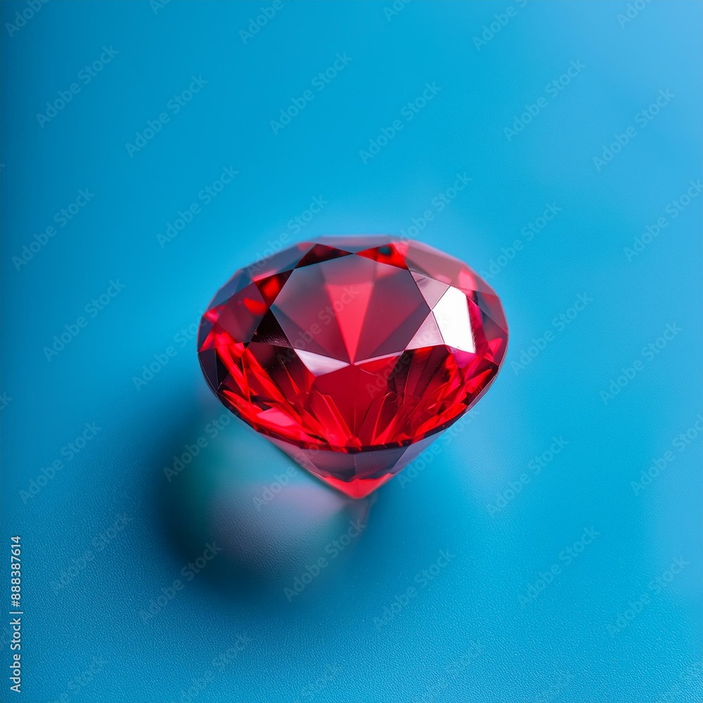 An isolated red diamond on a blue background An isolated red diamond on a blue background