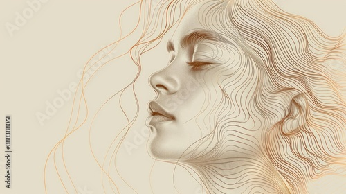 Abstract Line Art Drawing of a Woman’s Face with Minimalist Design and Elegant Curves, Perfect for Modern Art Lovers and Creative Projects