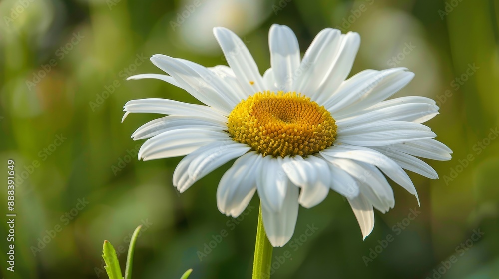 Single White Daisy Blooming in a Meadow on a Sunny Day Single White Daisy Blooming in a Meadow on a Sunny Day
