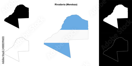 Rivadavia department (Mendoza) outline map set