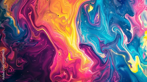 Dynamic streaks of colorful liquids against a clean, white background. Dynamic splashes of colorful liquids against a dark background, highlighting the vibrant hues and motion.