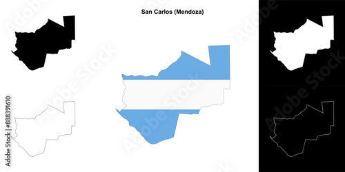 San Carlos department (Mendoza) outline map set