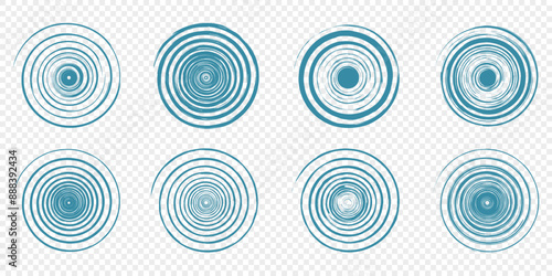 Grunge spirals. Set of spiral and swirl motion elements