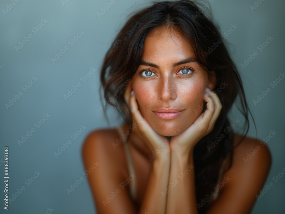 Close up portrait Caucasian woman with radiant and beautiful skin, anti-aging and wellness concept, copy space Close up portrait Caucasian woman with radiant and beautiful skin, anti-aging and wellness concept, copy space