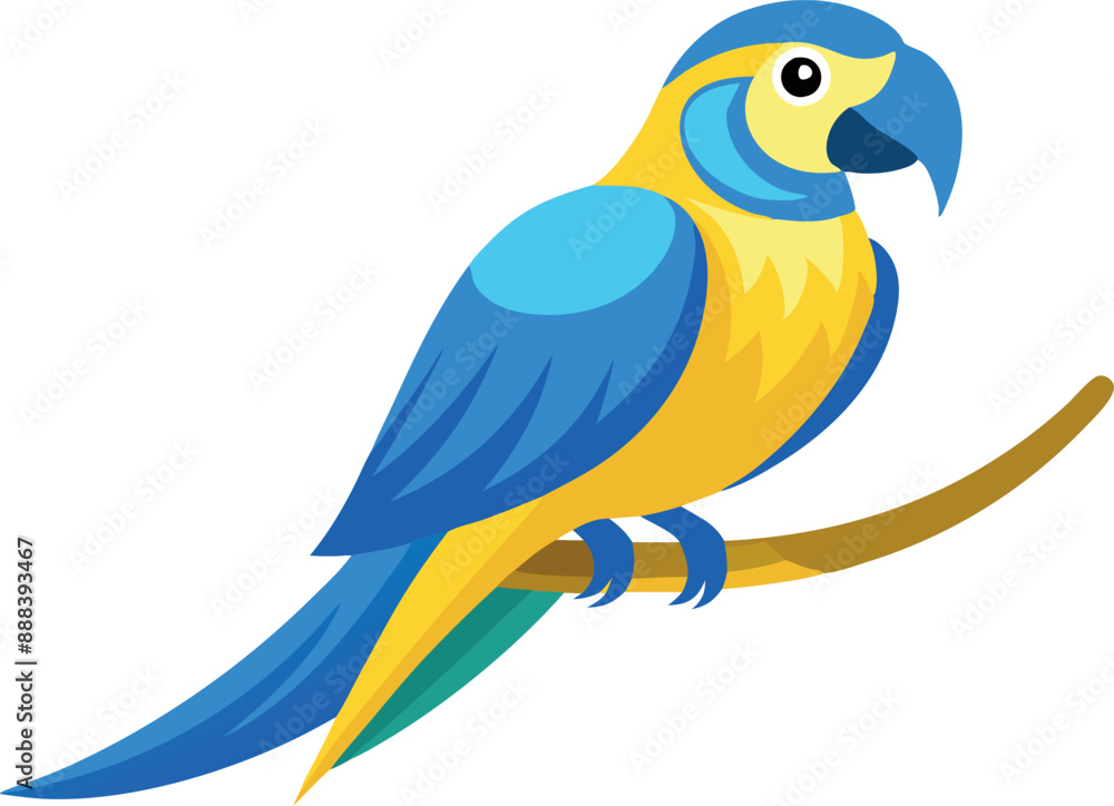Fototapeta premium Colorful parrot perched on branch with white background