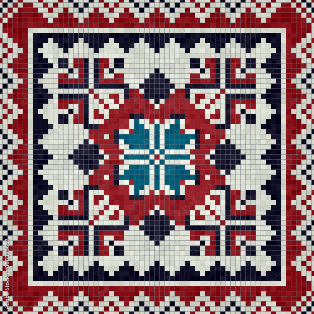 Fototapeta premium Mosaic tiles background, seamless vector pattern