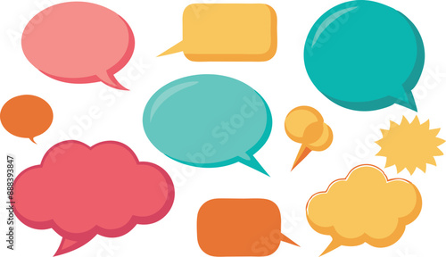 Speech bubbles in pastel colors on white background