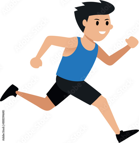 Man running for exercise on white background