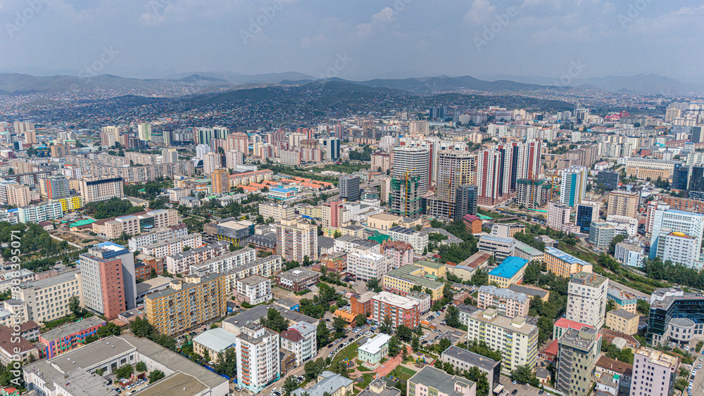 Fototapeta premium Ulaan Baatar Ulanbator Mongolei Luftaufnahme
