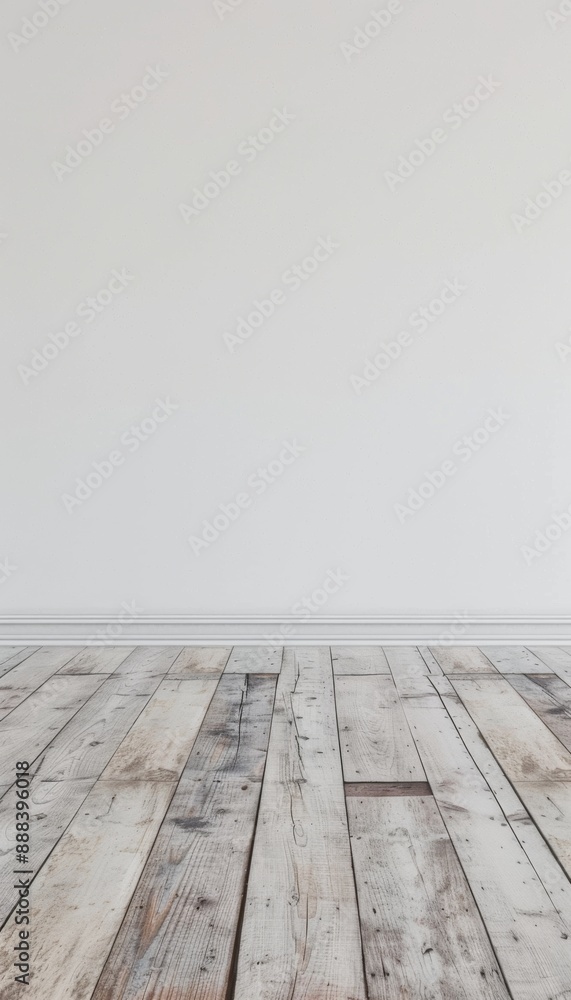 White wall in an empty room with wooden floor texture. Decoration design room background White wall in an empty room with wooden floor texture. Decoration design room background