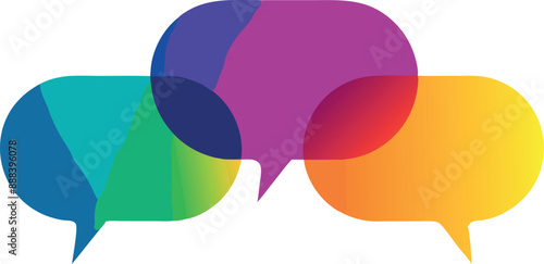 Colorful overlapping speech bubbles on white background