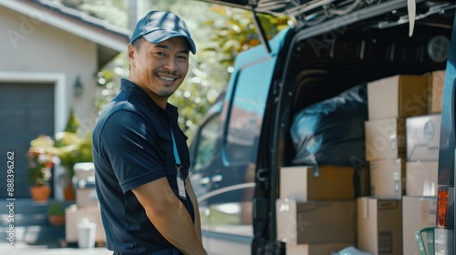 The deliveryman with a van photo