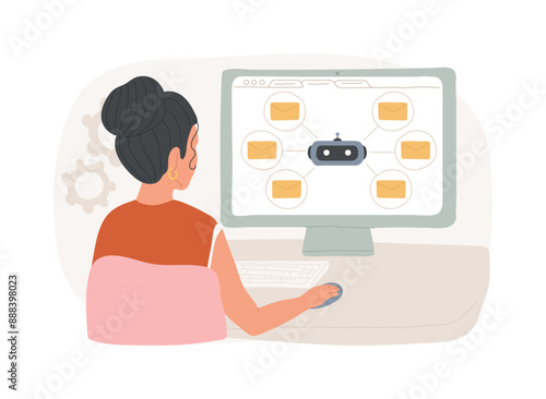 E-mail processing isolated cartoon vector illustrations.