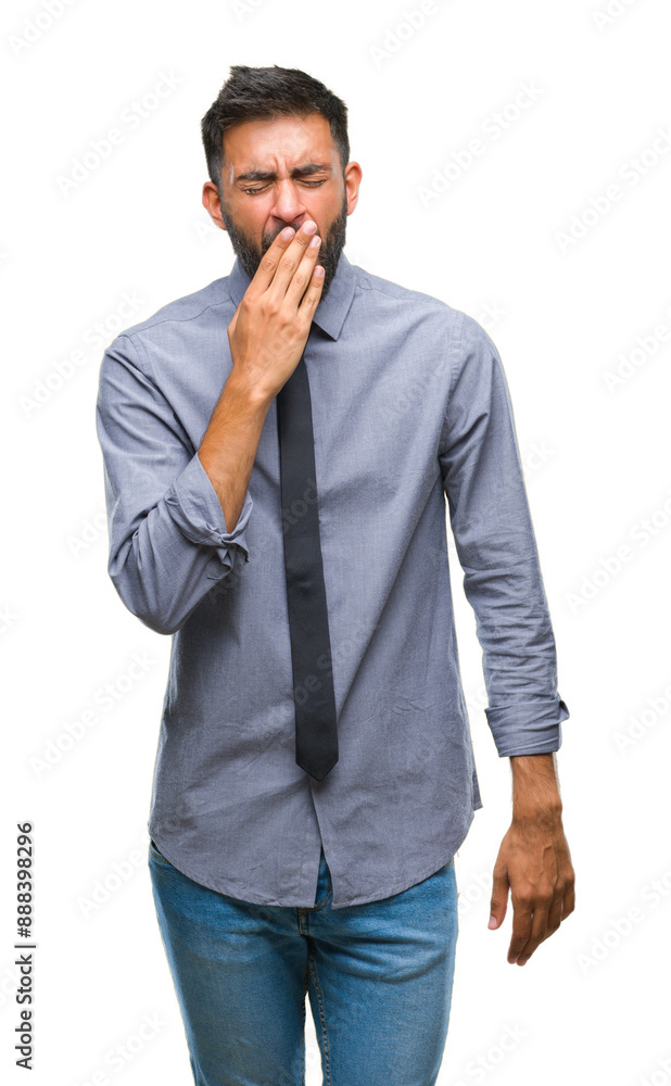 Adult hispanic business man over isolated background bored yawning tired covering mouth with hand. Restless and sleepiness. Adult hispanic business man over isolated background bored yawning tired covering mouth with hand. Restless and sleepiness.