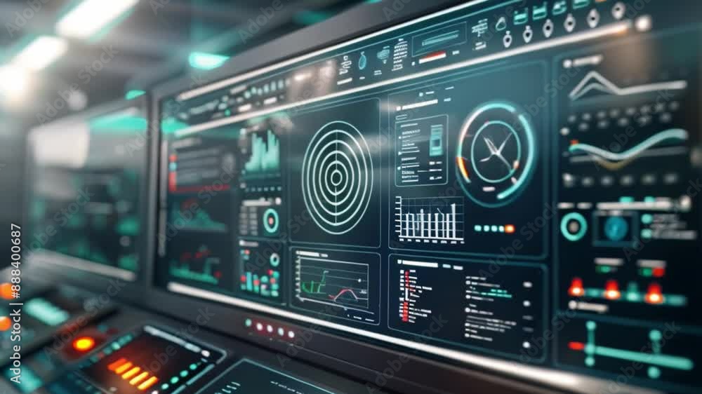 A digital dashboard screen shows data visualizations, graphs, and charts in a modern and visually appealing format. A digital dashboard screen shows data visualizations, graphs, and charts in a modern and visually appealing format.