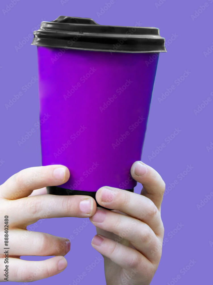 Simply flat design color paper coffee cup on pastel colorful trendy background Simply flat design color paper coffee cup on pastel colorful trendy background