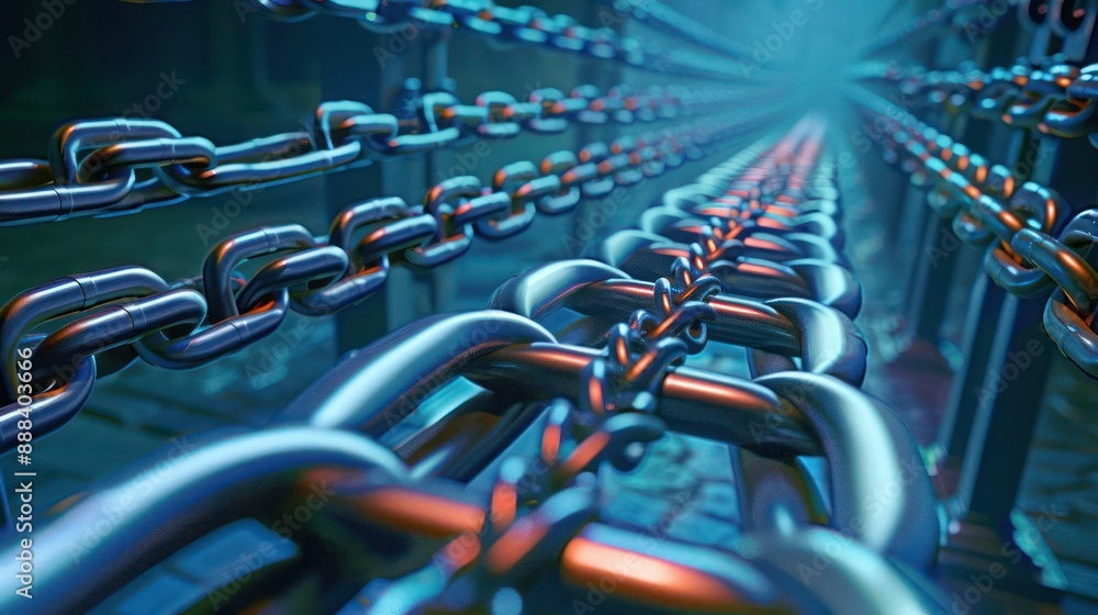 Fototapeta premium digital artwork showcasing the impact of financial regulations on corporate operations, symbolized by chains and locks