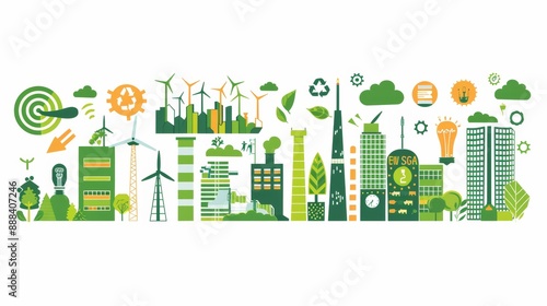 Eco City graphic with a greenery design, perfect for modern designs in print or web.
