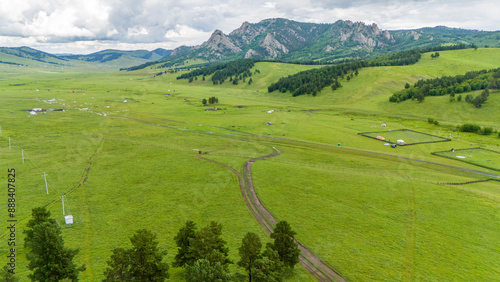 Mongolische Steppe Landschaft üppige Vegetation photo