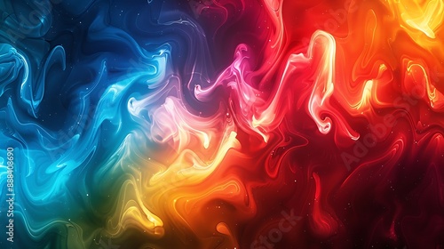 Energetic flow of neon-colored liquids in an abstract formation. Explosions of colorful liquid droplets on a clear, transparent background