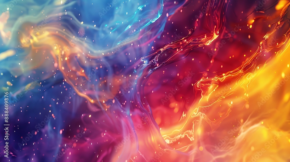 Energetic flow of neon-colored liquids in an abstract formation. Explosions of colorful liquid droplets on a clear, transparent background Energetic flow of neon-colored liquids in an abstract formation. Explosions of colorful liquid droplets on a clear, transparent background