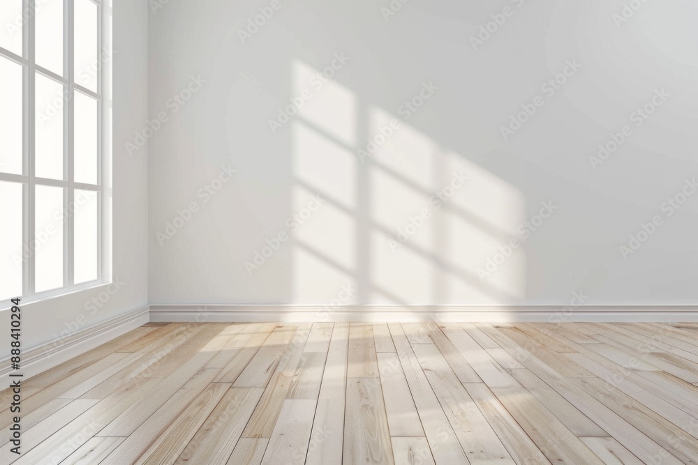 Modern empty room with wooden floor, windows and white plain wall. Contemporary interior background Modern empty room with wooden floor, windows and white plain wall. Contemporary interior background