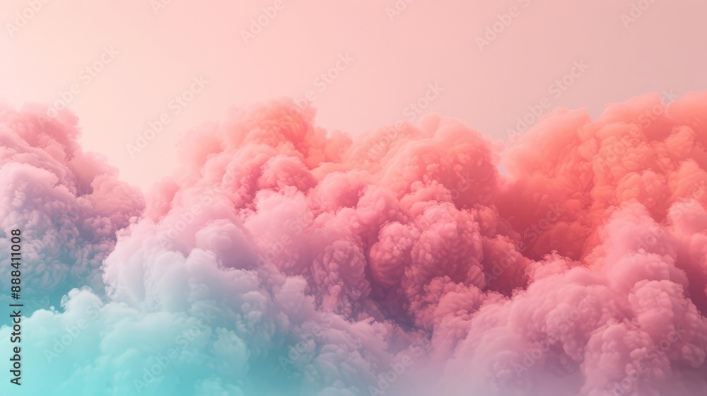 Fototapeta premium Vibrant cloudscape with a blend of pastel pink, purple, and blue hues, creating a dreamy and ethereal atmosphere. Perfect for backgrounds.