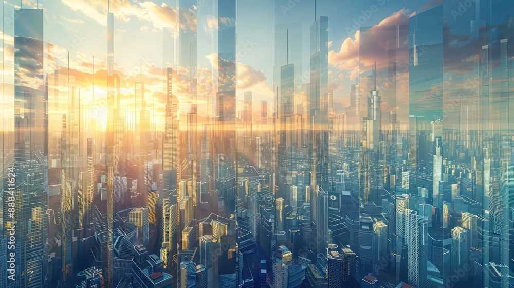 Conceptual artwork of capital structuring in a corporation, visualized as an architecturally structured cityscape Conceptual artwork of capital structuring in a corporation, visualized as an architecturally structured cityscape