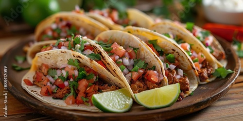 Delicious Tacos With Ground Beef, Tomato, Onion, and Cilantro