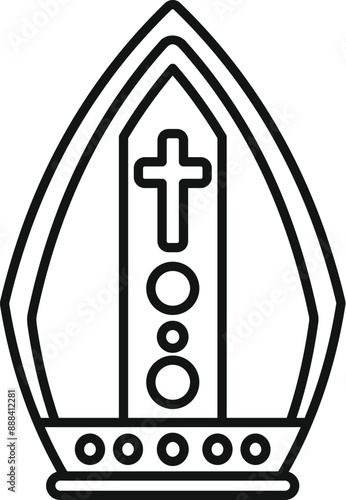 Line drawing of a mitre, the traditional ceremonial headdress of bishops and certain abbots in the catholic church