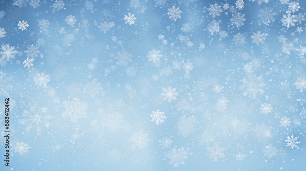 Serene winter scene with falling snowflakes on a gradient blue background Serene winter scene with falling snowflakes on a gradient blue background