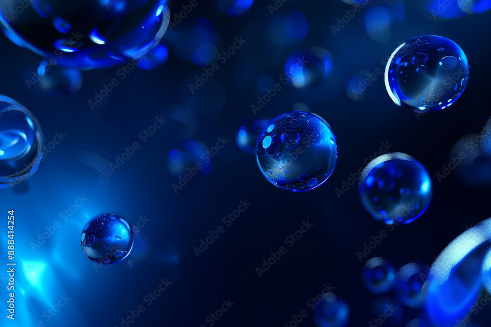 Vivid close-up of floating blue bubbles against a deep blue background, creating a sense of depth and serenity. Vivid close-up of floating blue bubbles against a deep blue background, creating a sense of depth and serenity.
