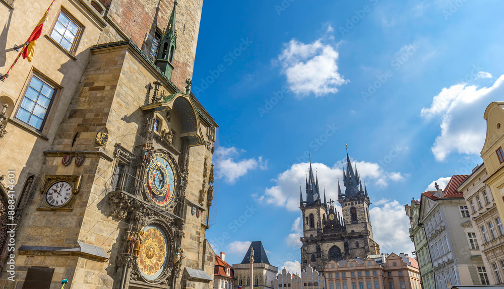 Obraz premium view of square and astronomical clock